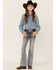 Grace In LA Girls' Medium Wash Border Pocket Bootcut Jeans , Blue, hi-res