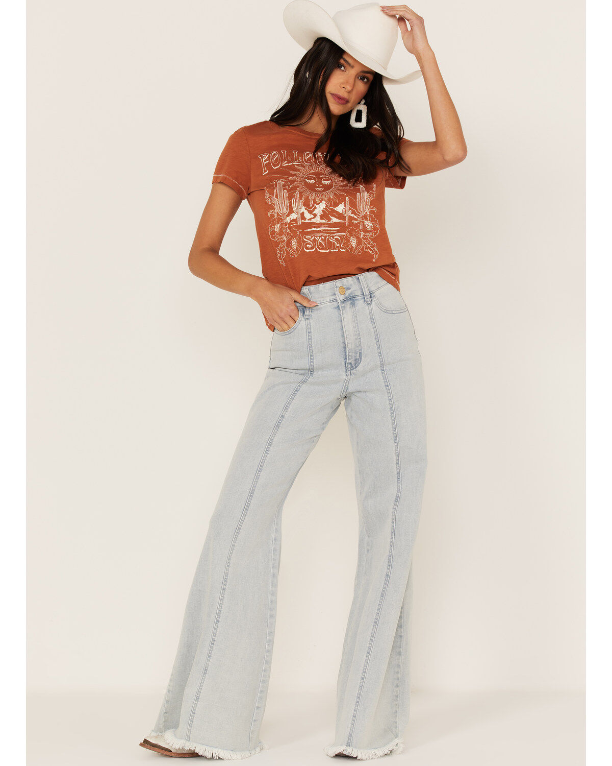 Image #2 - Shyanne Women's Follow The Sun Desert Graphic Tee, Brown, hi-res