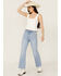 Image #1 - Rolla's Women's Light Wash Sunshine Eastcoast Ankle Flare Stretch Denim Jeans, Light Wash, hi-res