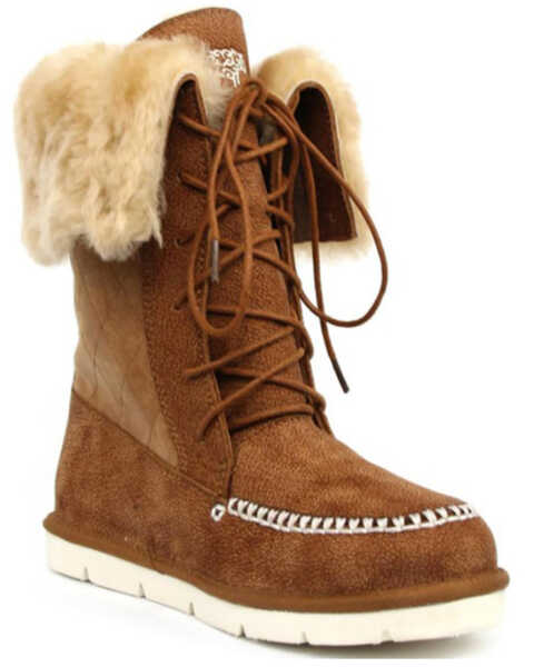 Suberlamb Women's Altai Tumbled Lace-Up Boots - Round Toe , Brown, hi-res