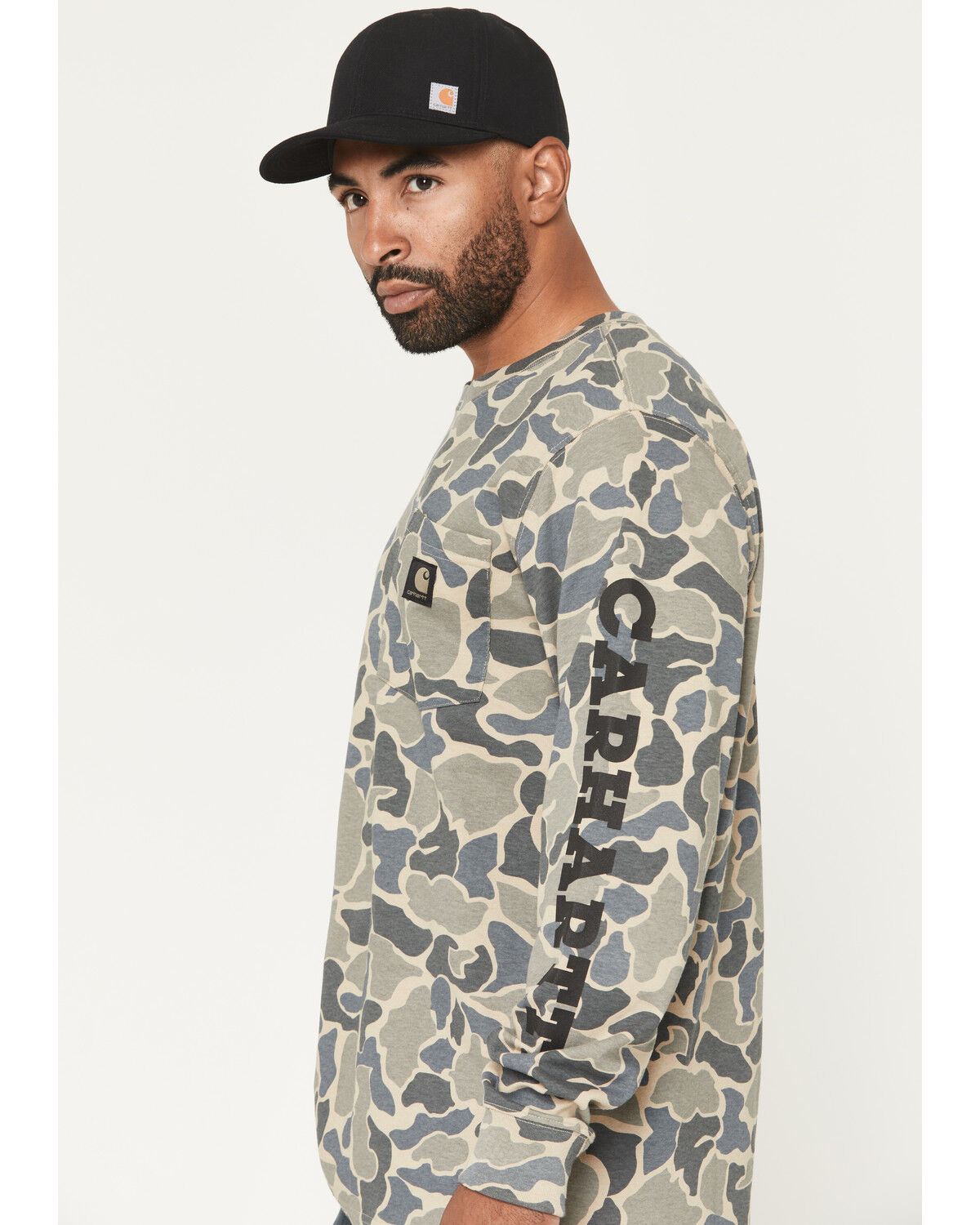 Image #2 - Carhartt Men's Camo Print Relaxed Fit Heavyweight Long Sleeve T-Shirt, Camouflage, hi-res