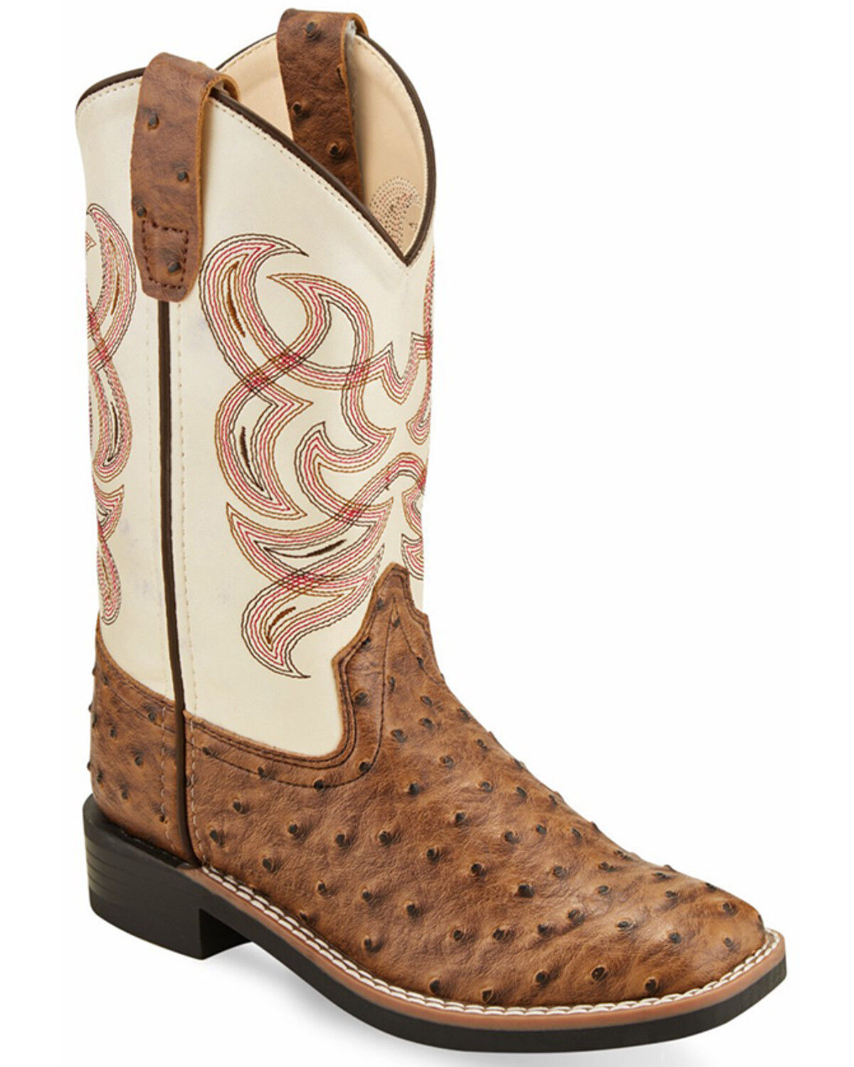 Product Name:  Old West Boys' Ostrich Print Western Boots - Broad Square Toe