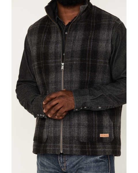 Image #3 - Powder River Outfitters Men's Large Plaid Print Wool Vest, Charcoal, hi-res