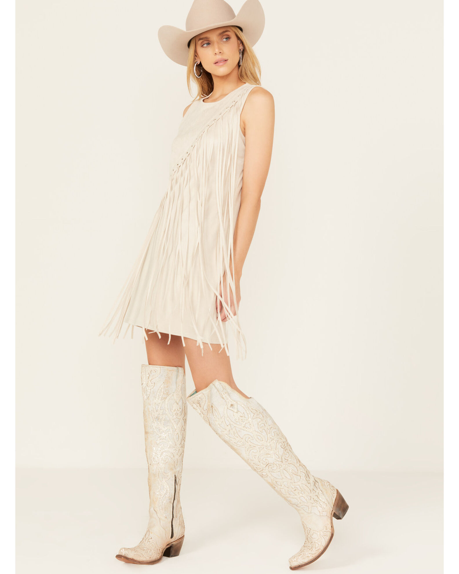Rock Roll Denim Women s Sleeveless Asymmetrical Fringe Dress Boot Barn