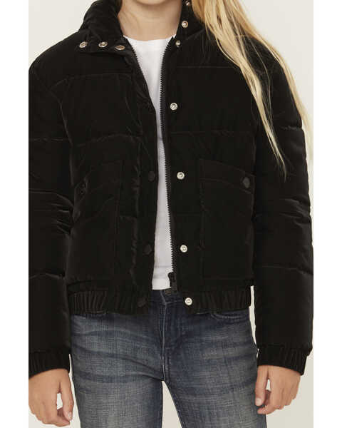 Image #3 - Urban Republic Little Girls' Twill Hooded Puffer Jacket , Black, hi-res