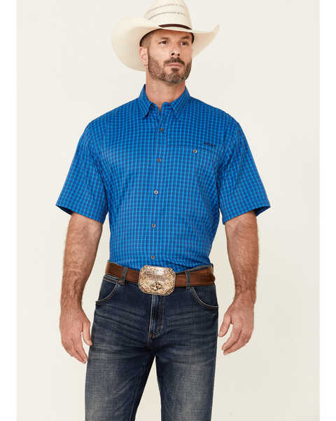 Image #1 - Ariat Men's AriatTEK Drift Small Plaid Short Sleeve Western Shirt, , hi-res
