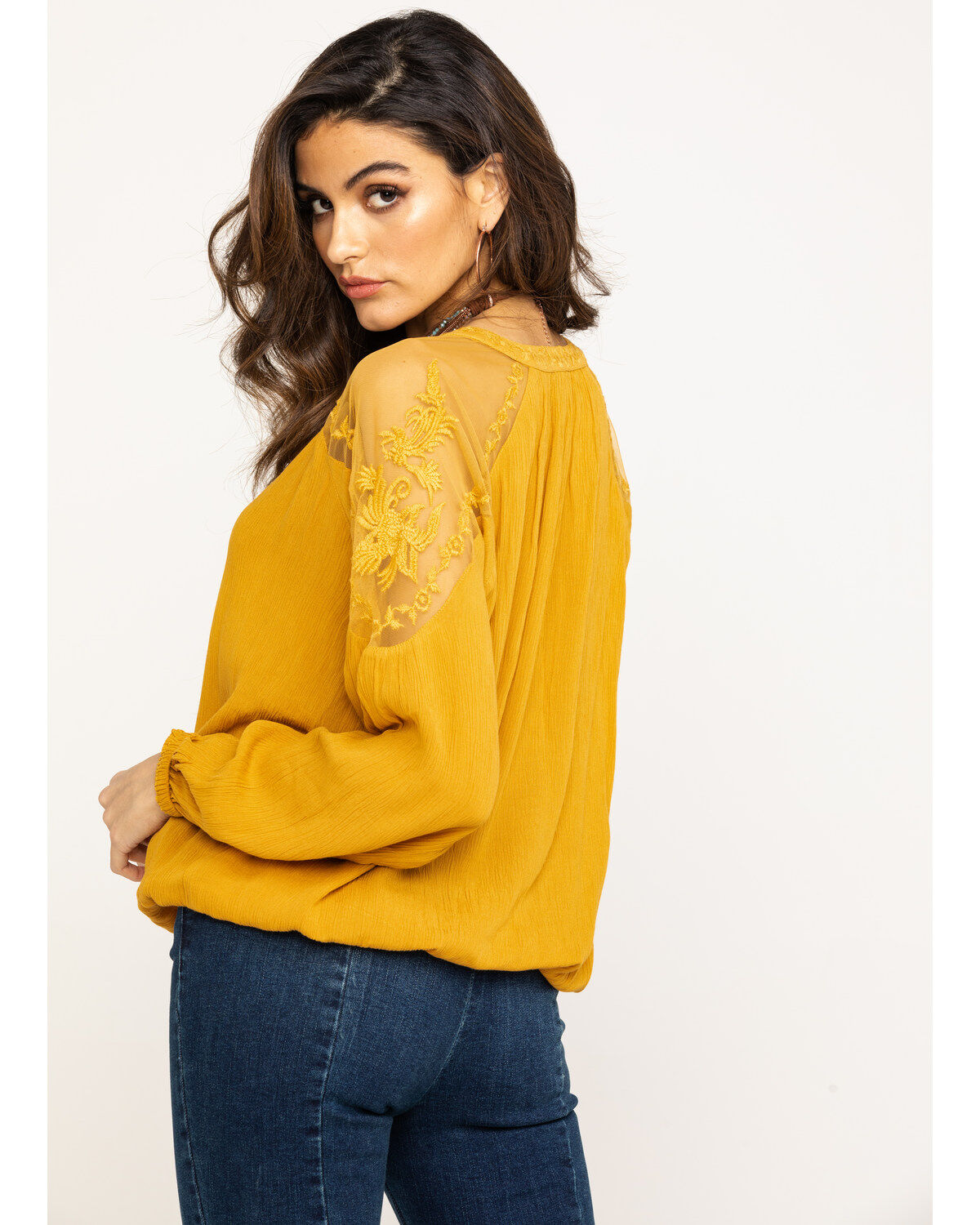 Image #2 - Shyanne Women's Solid Lace Peasant Top, , hi-res