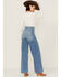 Cruel Girl Women's Wide Length Light Stone Denim Jeans, Indigo, hi-res