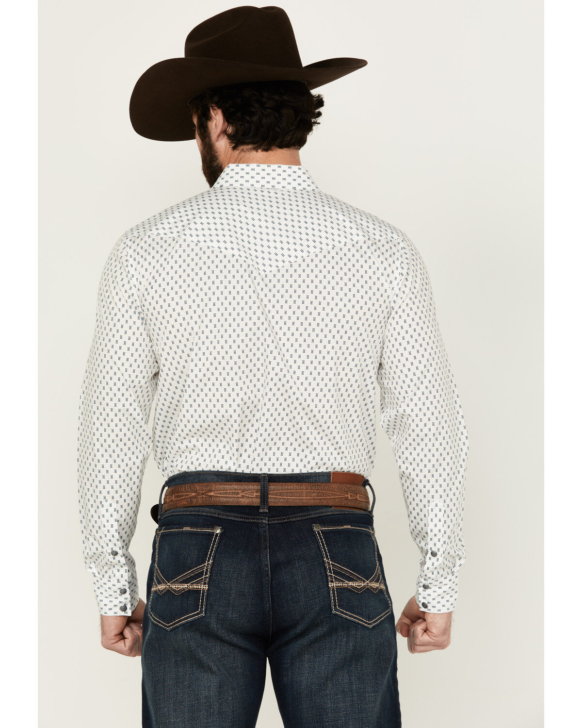 Image #4 - Gibson Men's Polka Geo Print Long Sleeve Snap Western Shirt, White, hi-res