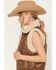 Image #2 - Ashley Women's Faux Leather Shearling Aviator Vest, Brown, hi-res