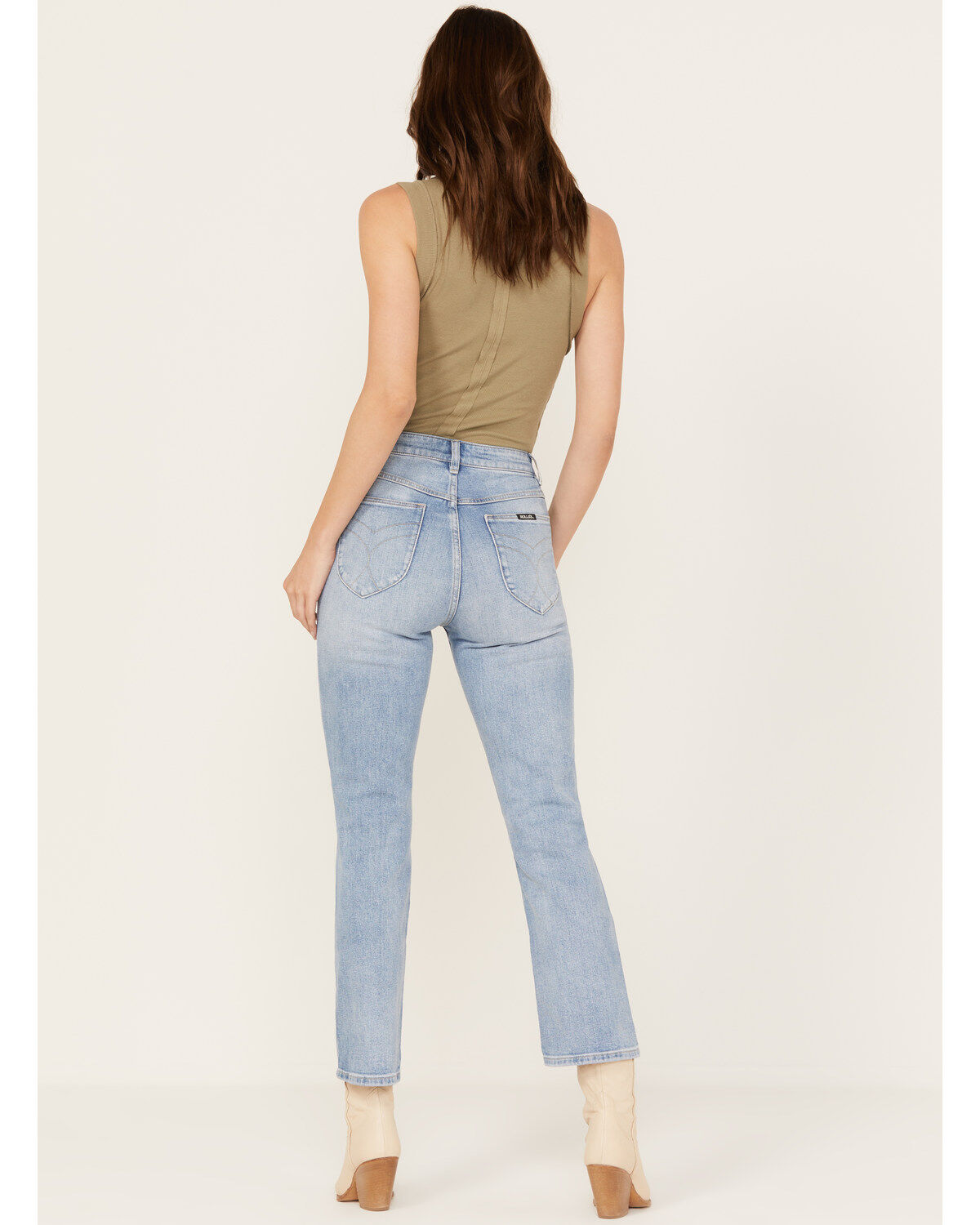 Image #3 - Rolla's Women's Light Medium Wash High Rise Bleeker Original Straight Jeans, Medium Wash, hi-res