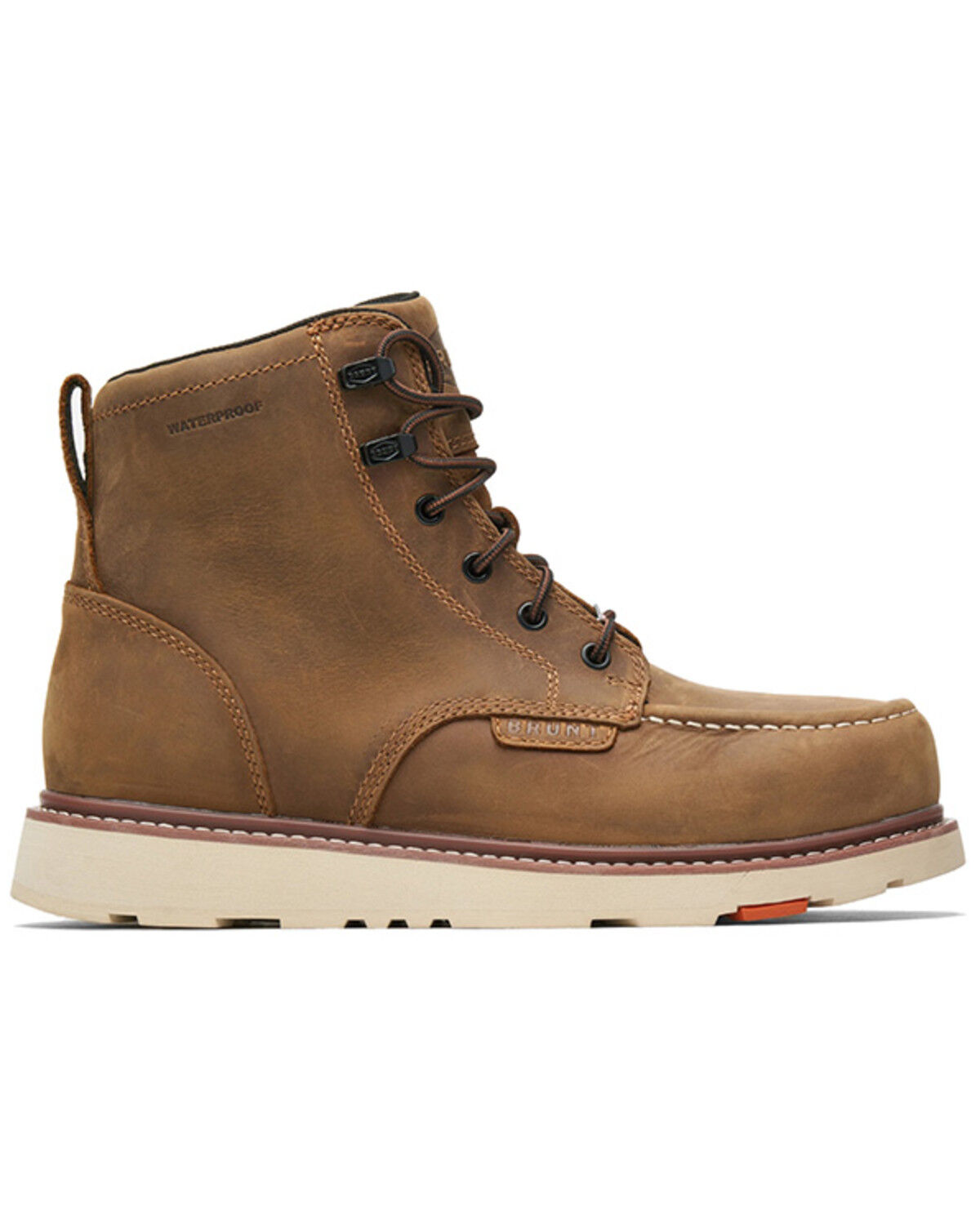 Image #2 - Brunt Workwear Men's 6" Marin Waterproof Moc Work Boots - Soft Toe, Brown, hi-res