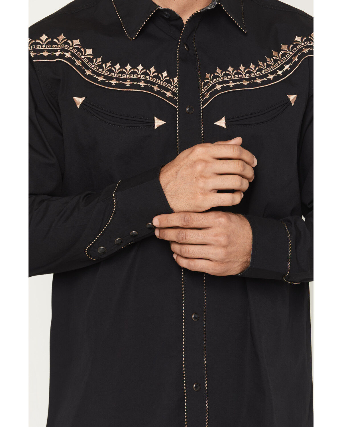 Image #3 - Moonshine Spirit Men's High Noon Embroidered Long Sleeve Snap Western Shirt, Black, hi-res