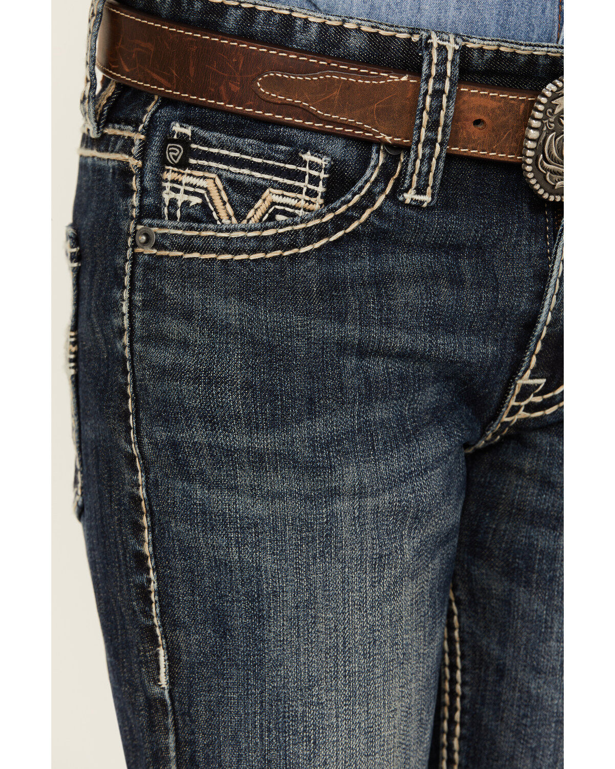 Image #2 - Rock & Roll Denim Boys' Dark Vintage Wash Stretch Bootcut Jeans, Blue, hi-res