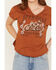 Shyanne Women's Open Road V Neck Graphic Tee, Caramel, hi-res