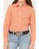 Image #3 - Cruel Girl Girls' Striped Long Sleeve Pearl Snap Western Shirt, Coral, hi-res