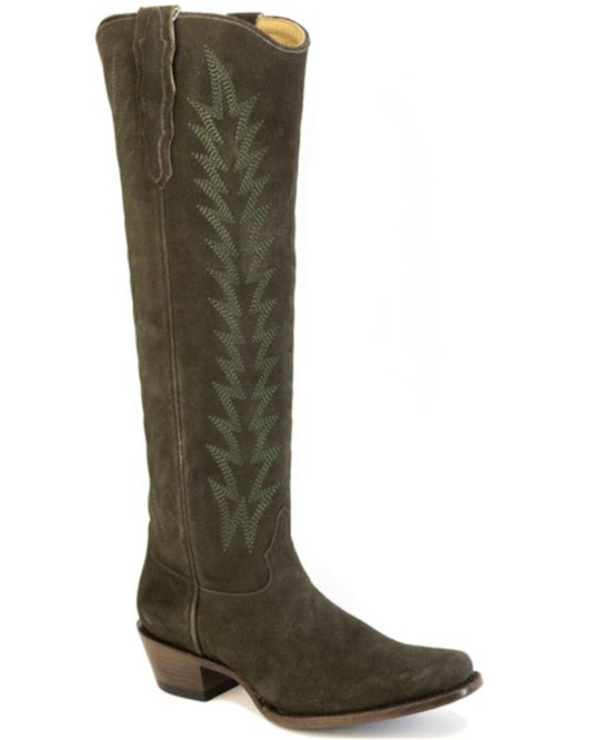 Image #1 - Stetson Women's Sissy Tall Suede Western Boots - Round Toe, Green, hi-res