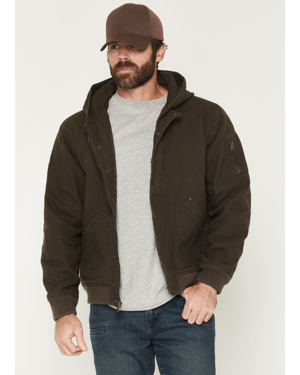 Image #1 - Thorogood Men's Legacy Stone Washed Hooded Bomber Jacket, Black, hi-res