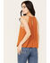 Image #4 - Eyeshadow Women's Floral Embroidered Tank Top, Rust Copper, hi-res