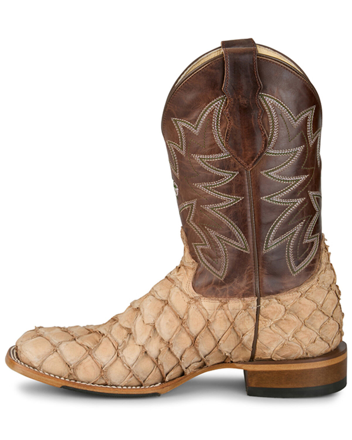 Image #3 - Justin Men's Ocean View Exotic Caiman Western Boots - Broad Square Toe, Brown, hi-res