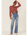 En Crème Women's Floral Ruffle Hem Blouse, Red, hi-res