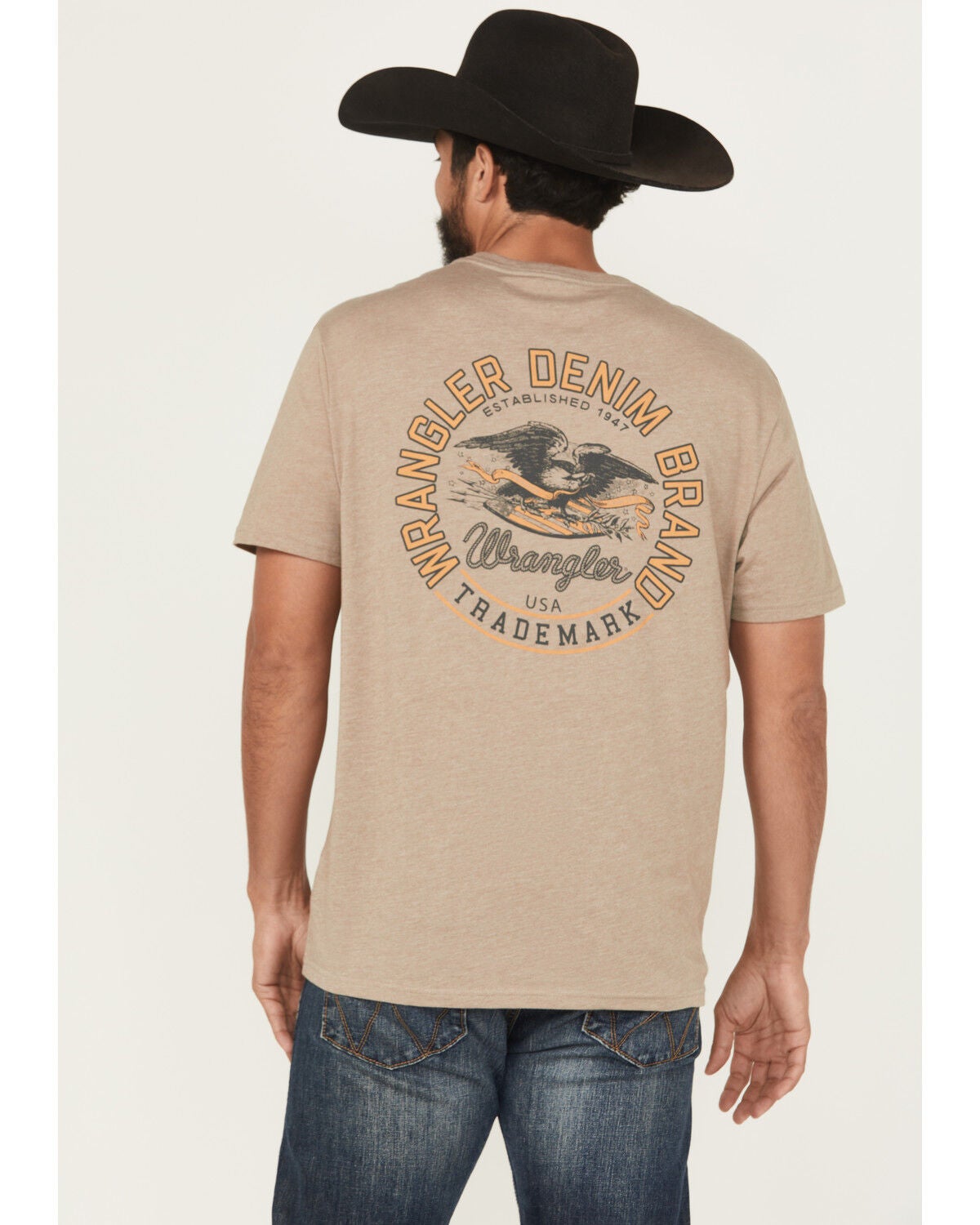 Wrangler Men's Logo Short Sleeve Graphic T-Shirt, Sand, hi-res