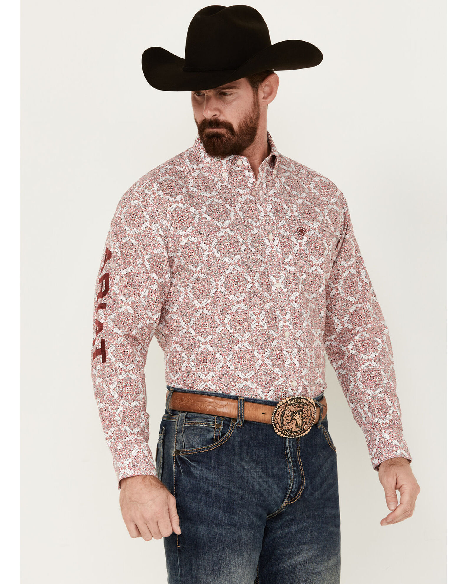 Ariat Men s Boot Barn Exclusive Clifford Logo Twill Medallion Long Sleeve Button Down Western Shirt Boot Barn