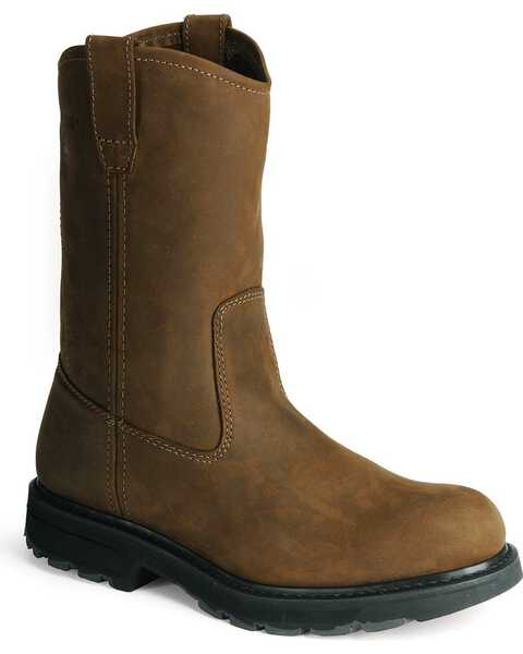 Wolverine Men's Plain Toe Slip Resistant Wellington Boots, Brown, hi-res