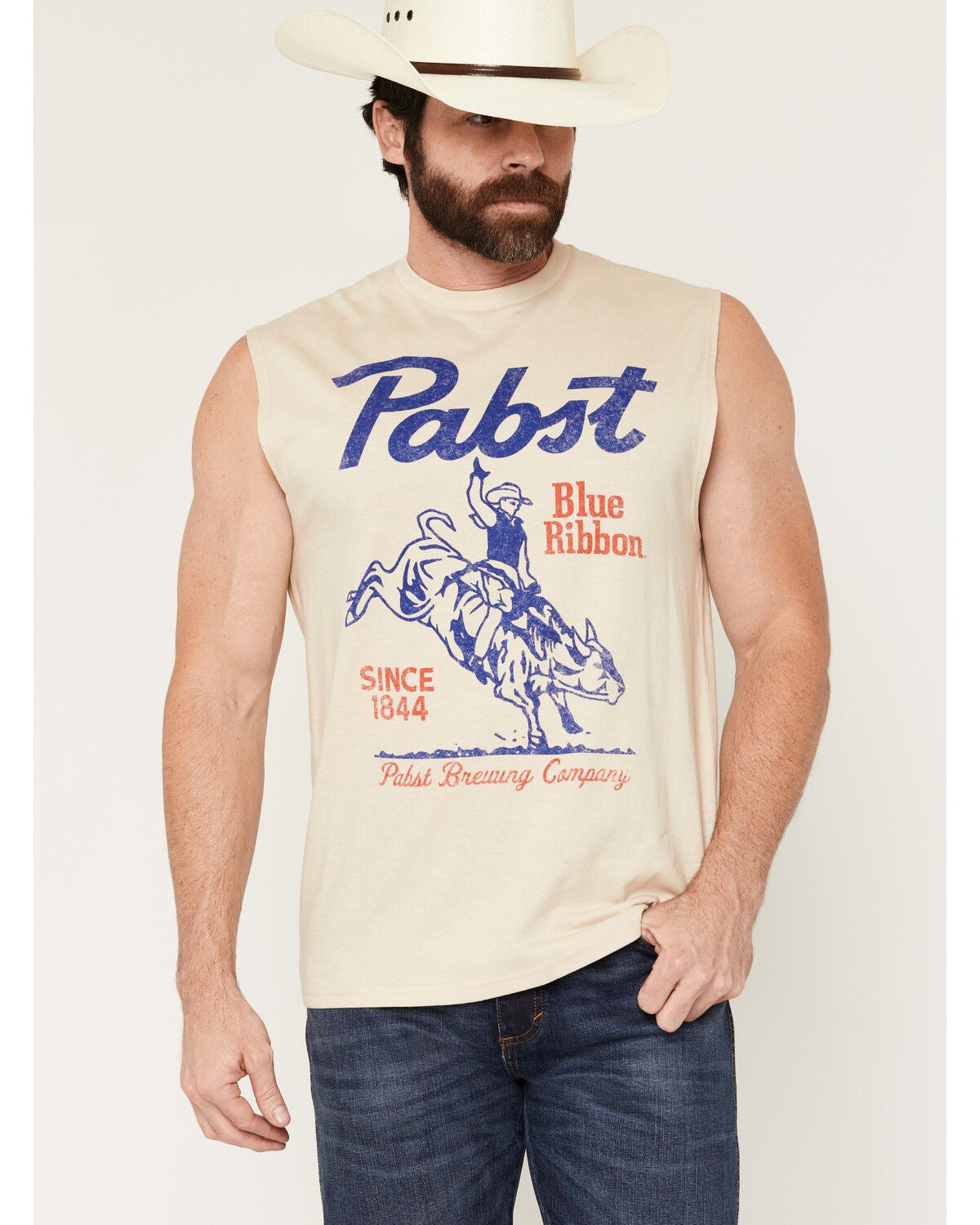PBR Men's Logo Graphic Muscle T-Shirt, Natural, hi-res