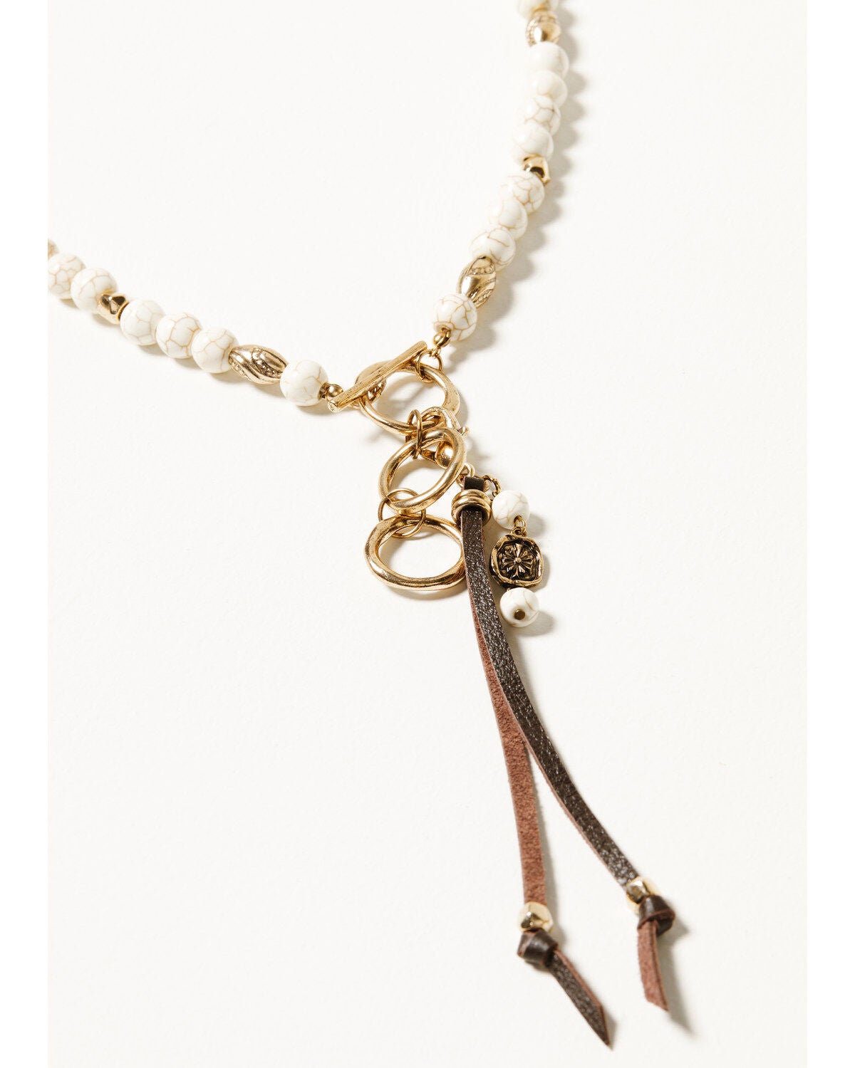 Shyanne Women's Summer Moon Antique Gold Beaded Tassel Necklace, Off White, hi-res