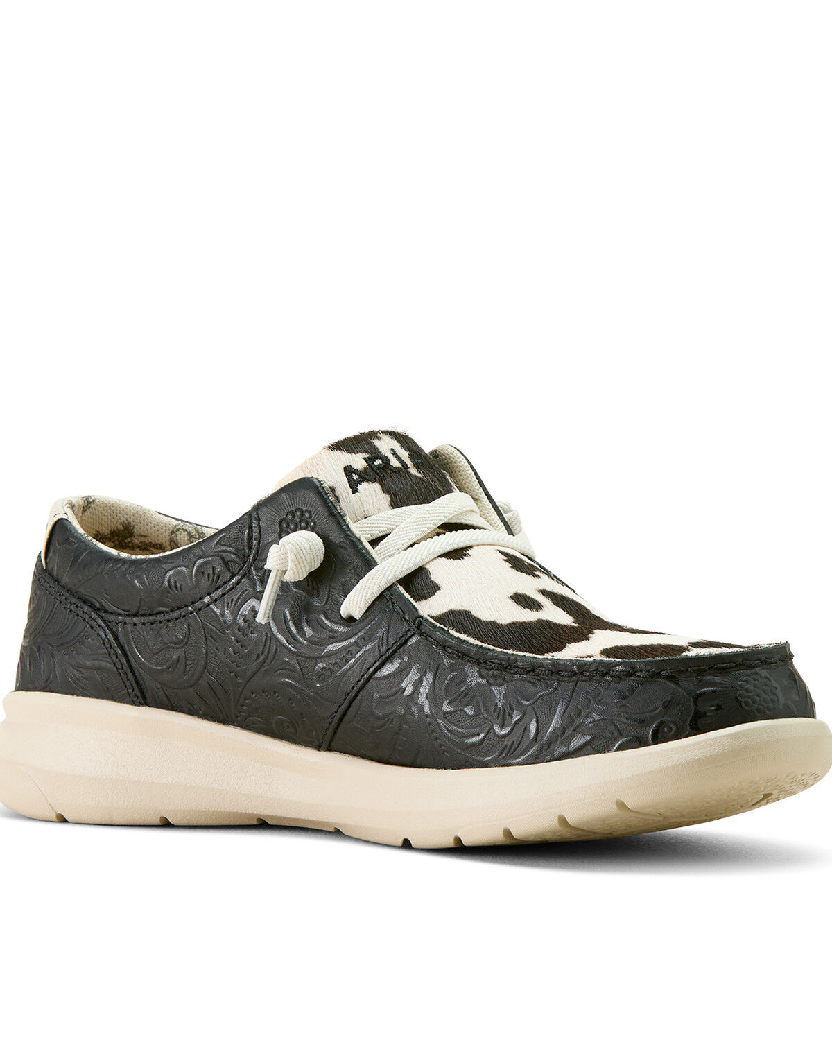 Image #1 - Ariat Women's Hair-On Tooled Hilo Casual Shoes - Moc Toe, Black, hi-res