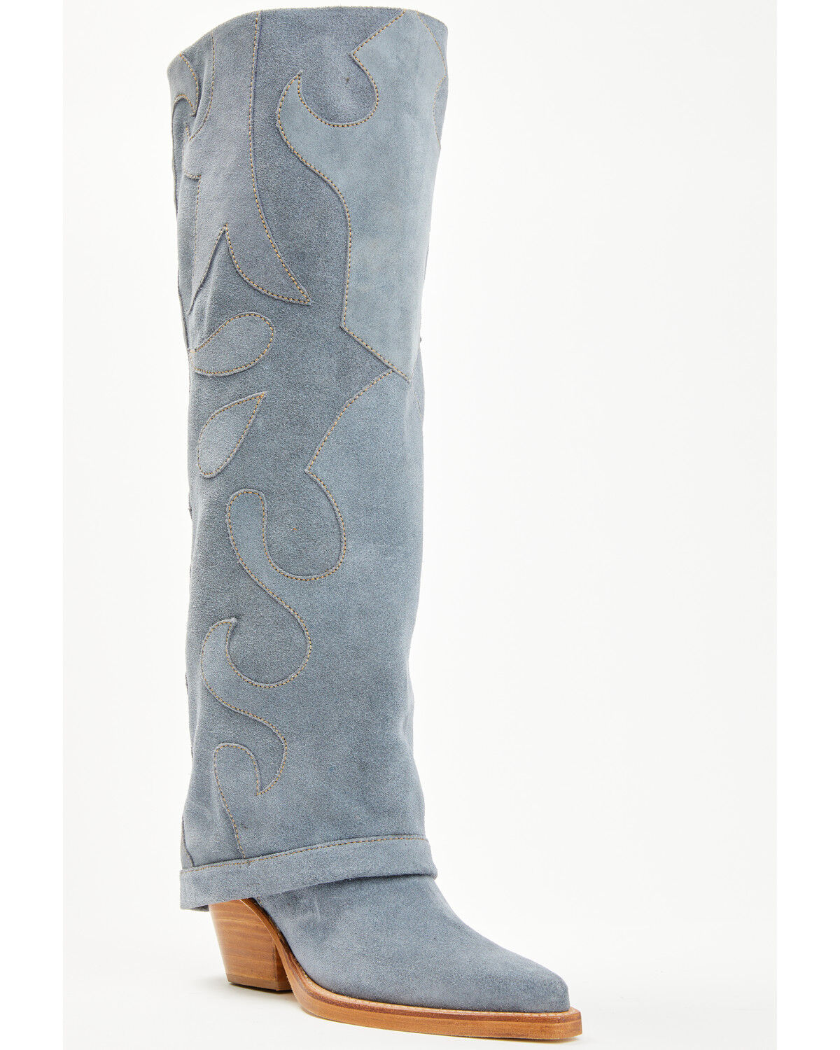 Image #1 - Wonderwest Women's Zendaya Tall Suede Western Boots - Snip Toe, Blue, hi-res