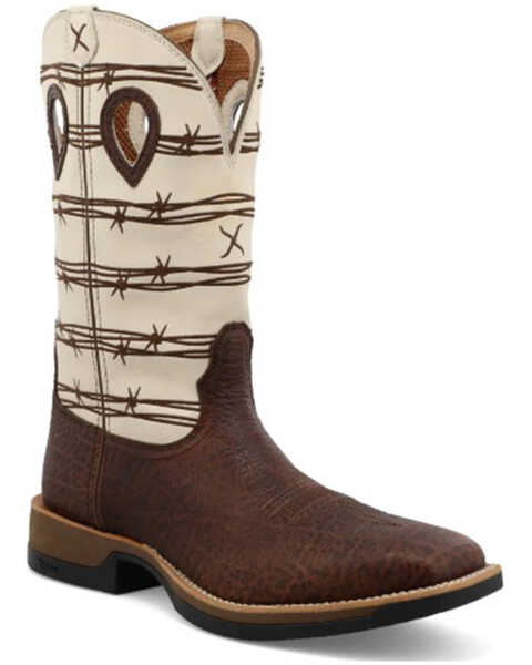 Twisted X Men's 12" Elephant Print Tech X Western Performance Boots - Broad Square Toe, Cream, hi-res