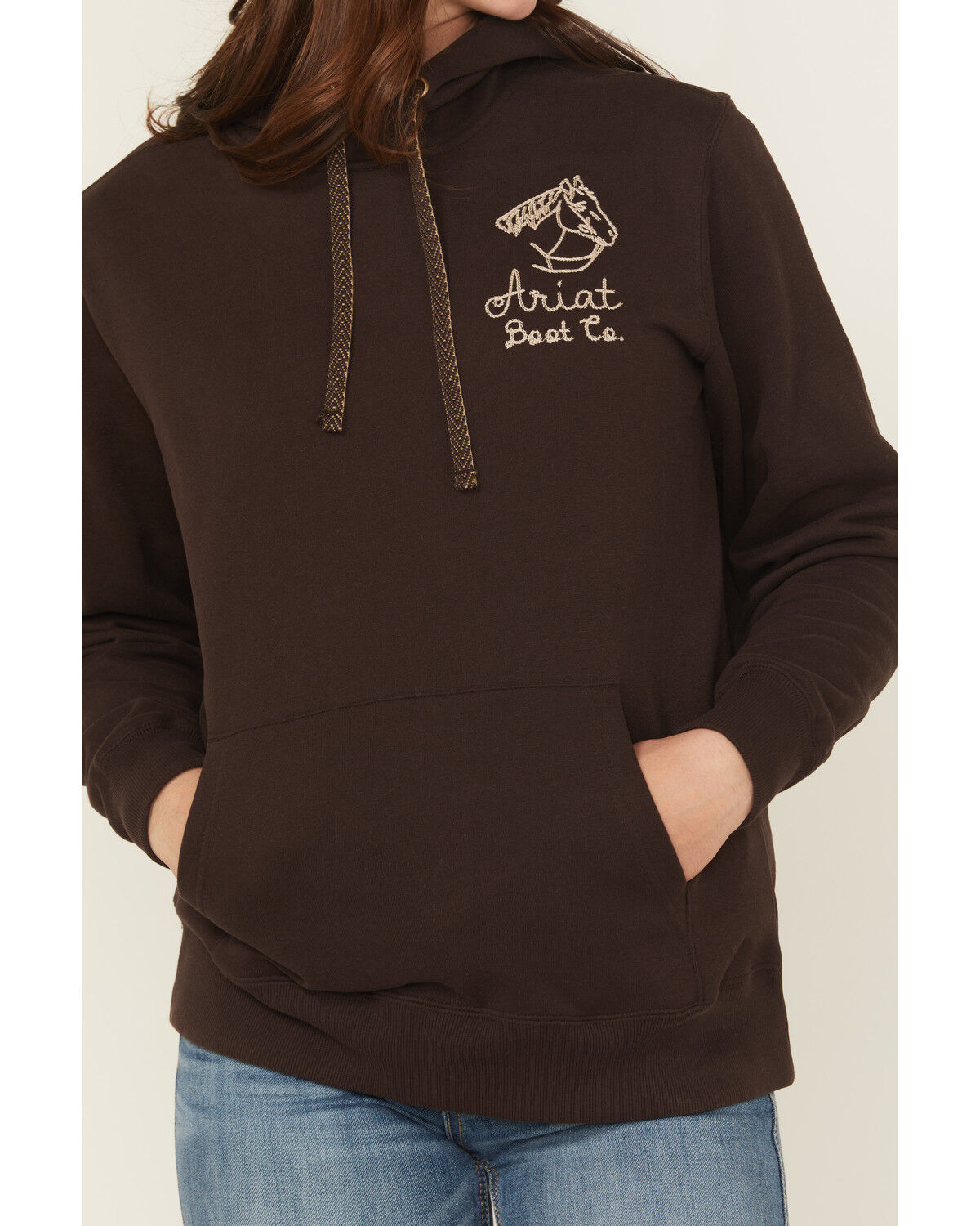 Image #3 - Ariat Women's Stitch Horse Hoodie, Brown, hi-res