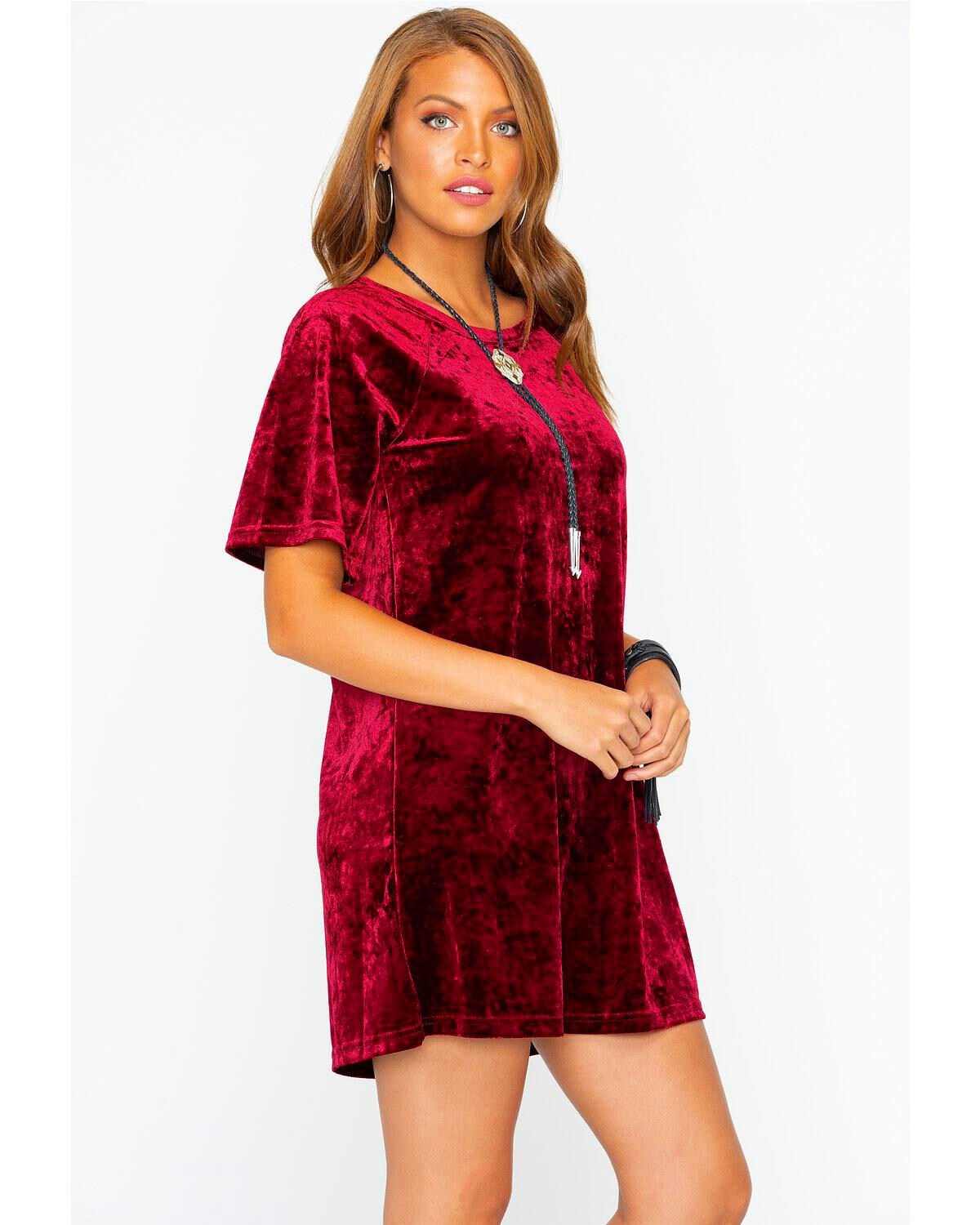 red velvet t shirt dress