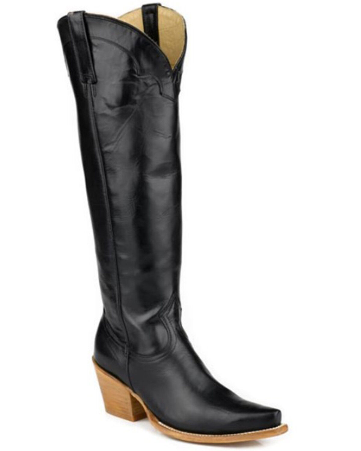 Image #1 - Stetson Women's Sutton Tall Western Boots - Snip Toe, Black, hi-res