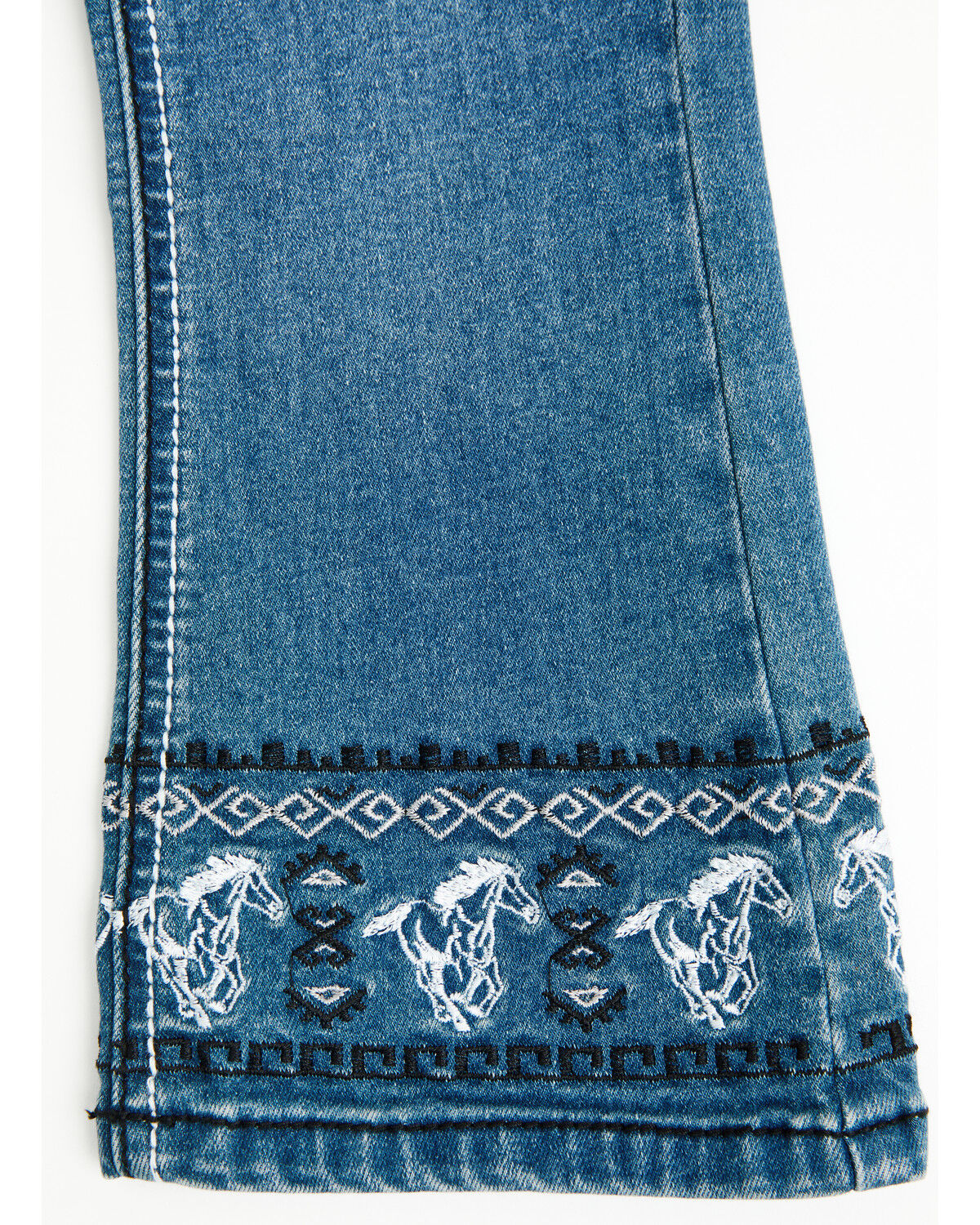 Image #3 - Cowgirl Hardware Toddler Girls' Medium Wash Running Horse Embroidered Bootcut Stretch Denim Jeans, Medium Wash, hi-res