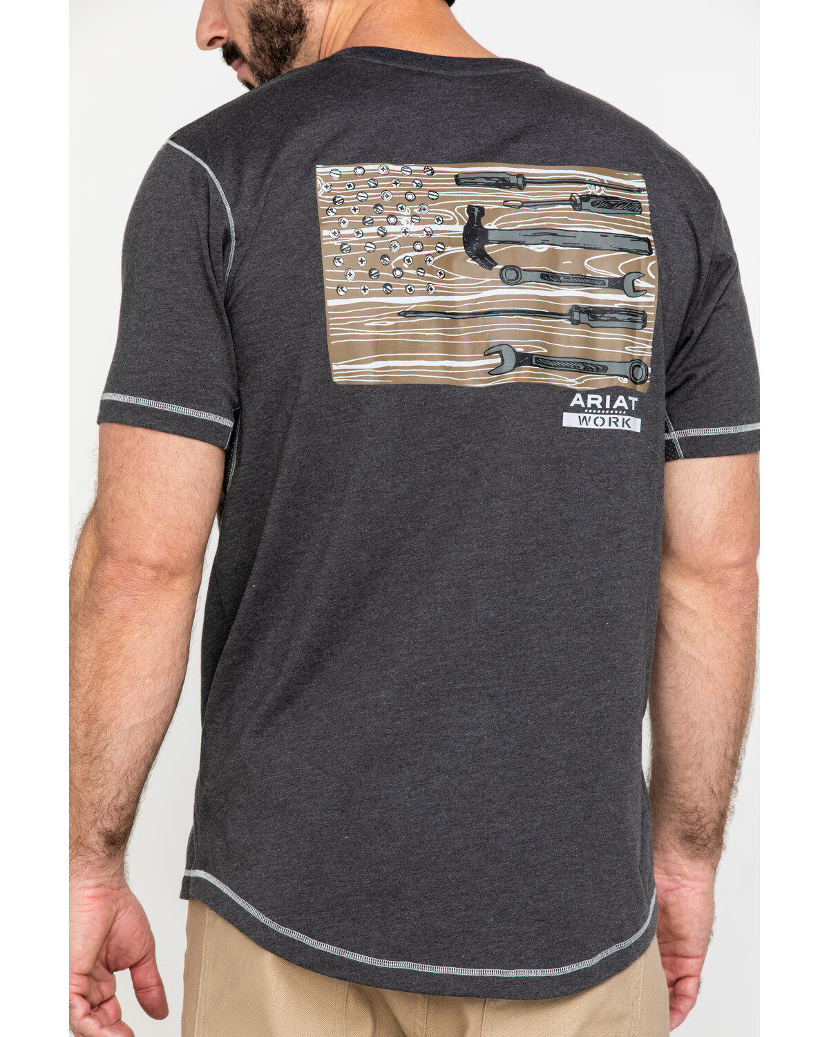 Image #5 - Ariat Men's Rebar Workman Technician Graphic Work T-Shirt, Heather Grey, hi-res