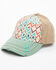 Image #1 - Catchfly Women's Southwestern Print Embroidered Distressed Ponytail Ball Cap, Multi, hi-res