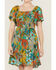 Angie Women's Mint Floral Short Sleeve Smocked Dress, Green, hi-res