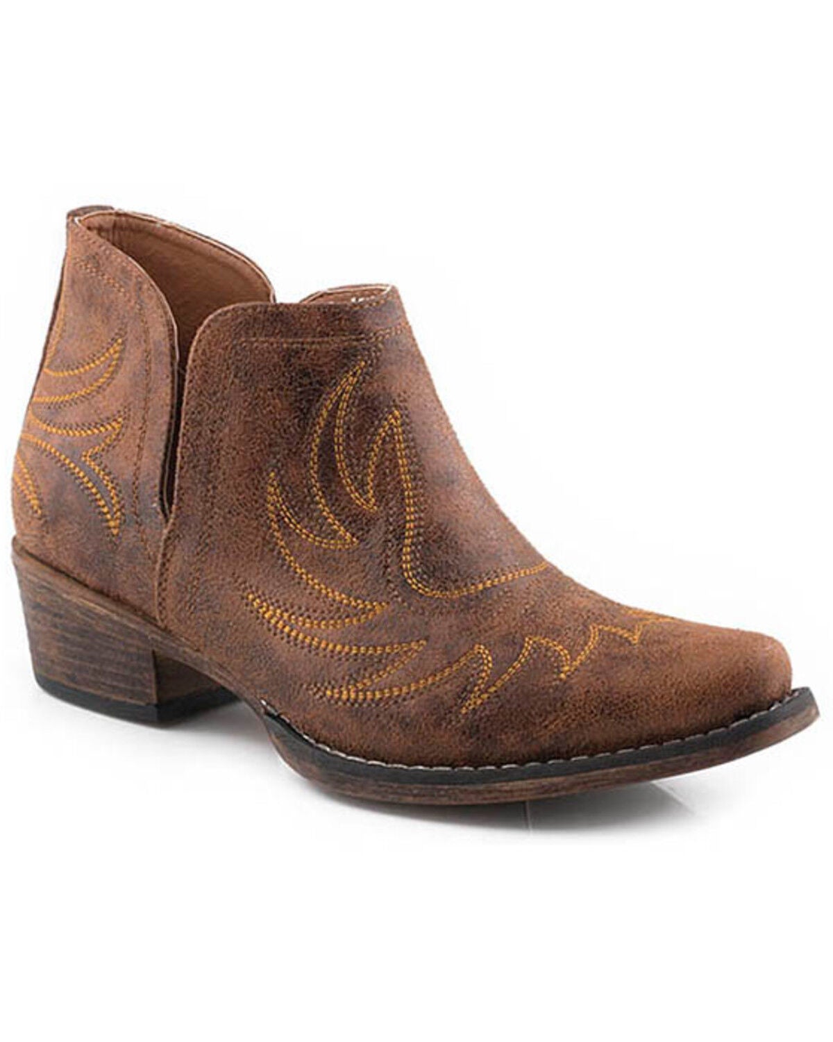 Roper Women's Ava Faux Suede Western Booties - Snip Toe, Tan, hi-res