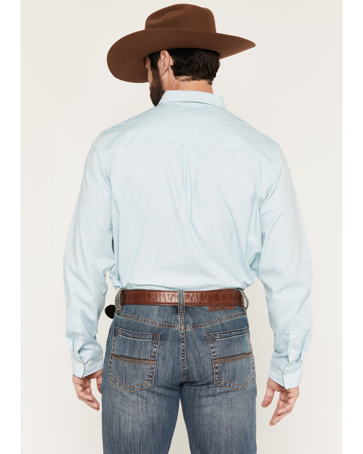 Image #4 - Cody James Men's Trophy Geo Print Long Sleeve Button-Down Stretch Western Shirt, Teal, hi-res