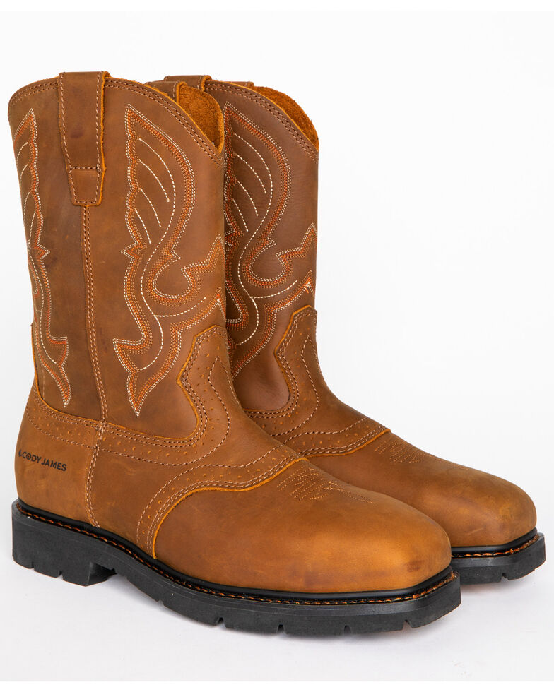 Cody James® Men's Broad Square Composite Toe Western Work Boots, Brown, hi-res