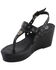 Milwaukee Leather Women's Buckle Strap Wedge Sandals, Black, hi-res