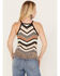 Shyanne Women's Zig Zag Fringe Halter Sweater Tank , Taupe, hi-res