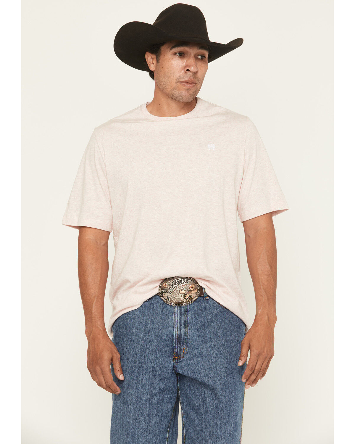Image #1 - Cinch Men's Solid Logo Short Sleeve T-Shirt, Pink, hi-res