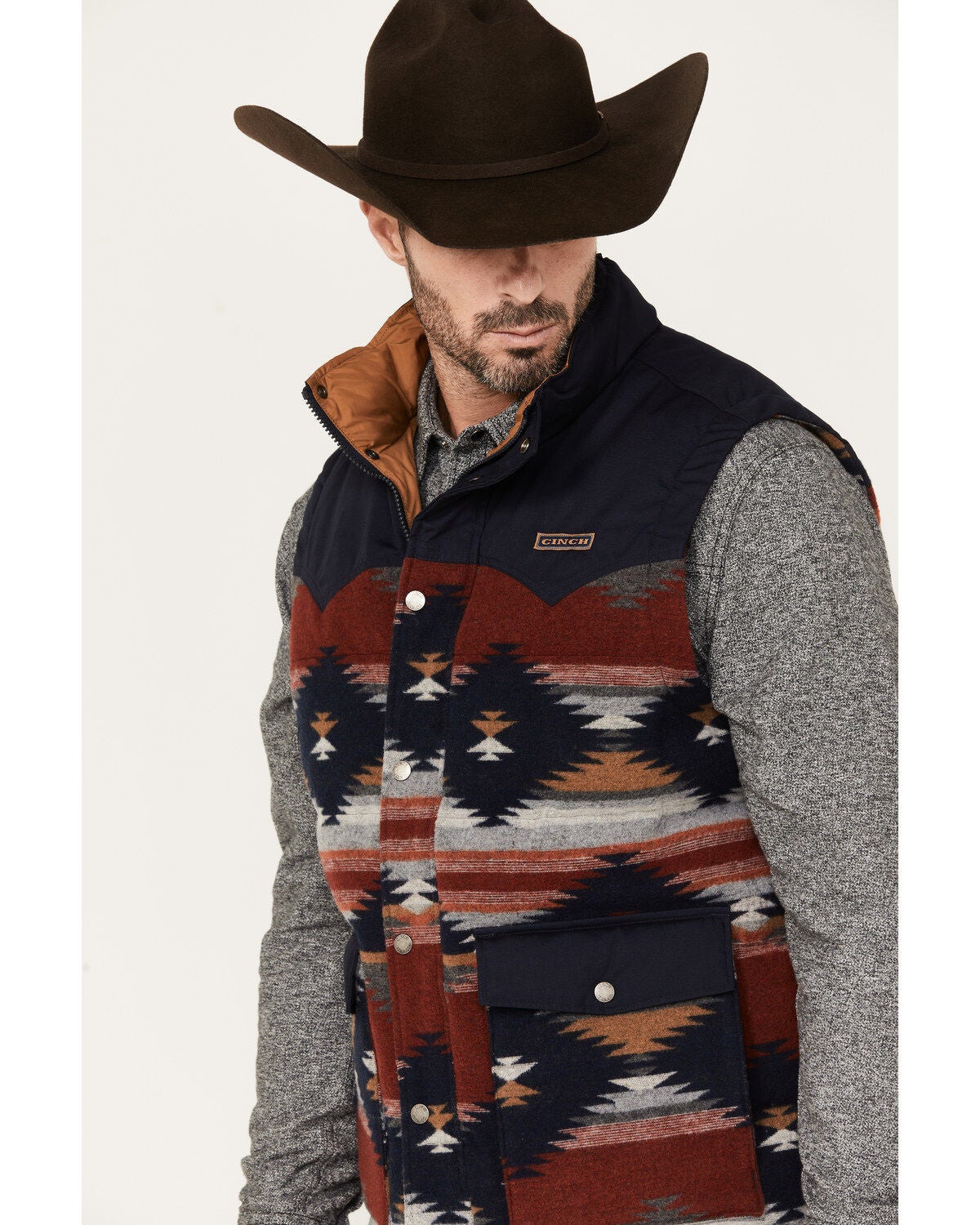 Image #2 - Cinch Men's Quilted Southwestern Print Vest, , hi-res