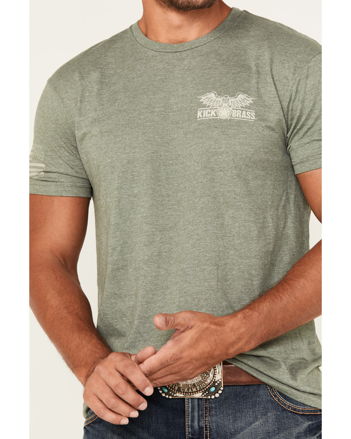 Image #3 - Kick Brass Men's For God and Country Short Sleeve Graphic T-Shirt, Heather Grey, hi-res