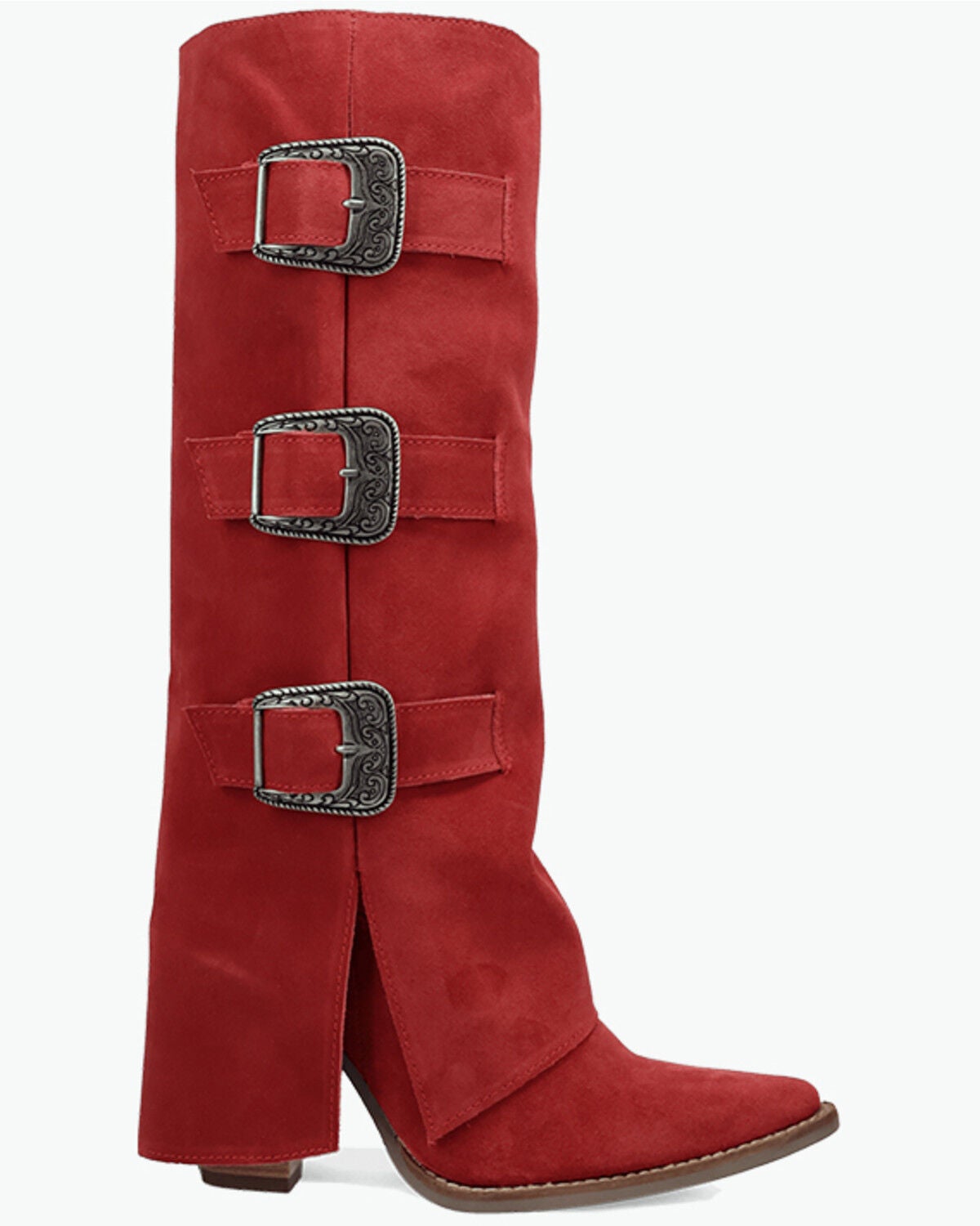 Image #2 - Dingo Women's Buckle Bunny Tall Western Boots - Round Toe, Red, hi-res
