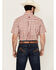 Image #4 - Cowboy Hardware Men's Boot Barn Exclusive Cube Plaid Print Short Sleeve Button-Down Western Shirt, Burgundy, hi-res
